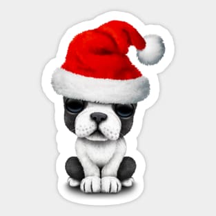 French Bulldog Puppy Dog Wearing a Santa Hat Sticker